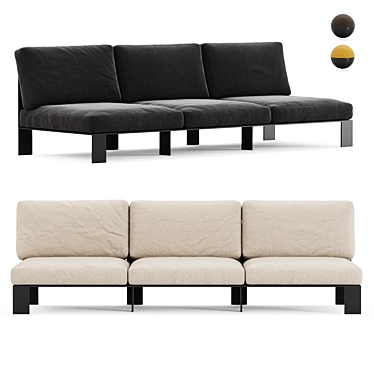 Modern White Outdoor Three-Seater Bench 3D model image 1 
