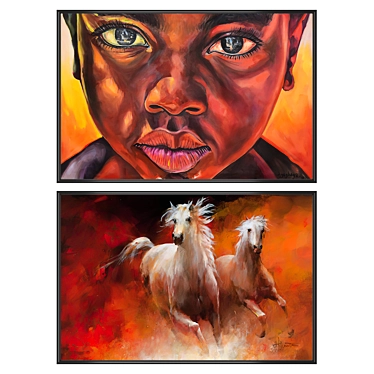 Gallery Art Set with Frames 3D model image 1 