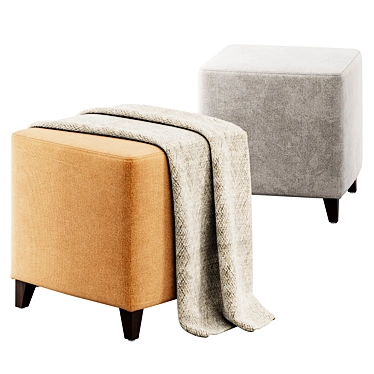 Rayne Upholstered Ottoman with Throw 3D model image 1 