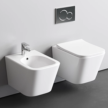 Italian Wall-Hung Bidet/Toilet Set 3D model image 1 