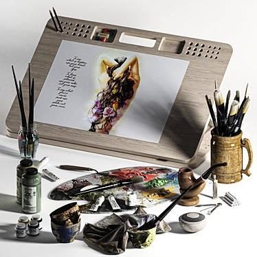 Ergonomic Drawing Set with Accessories 3D model image 1 