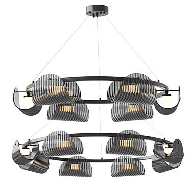 Smoke Glass LED Ring Chandelier 3D model image 1 