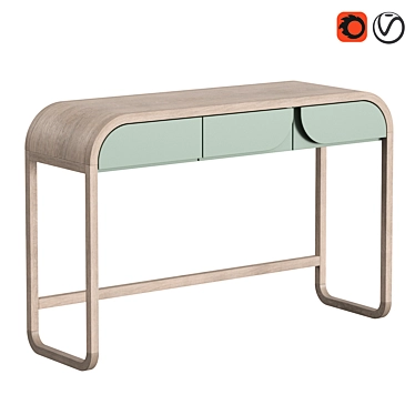 Modern Oak Console with Enamel Finish 3D model image 1 