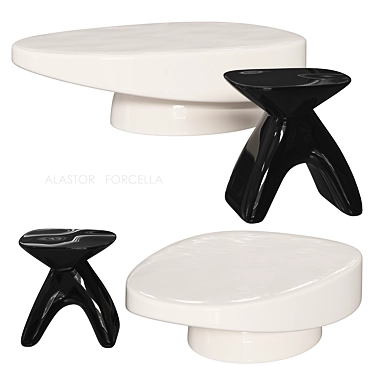 High-Gloss White Oval Coffee Table 3D model image 1 