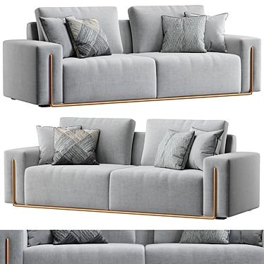 Contemporary Gray Cotton Sofa Bed 3D model image 1 