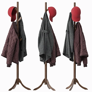 Stylish 8-Hook Coat Rack 3D model image 1 