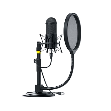 Broadcast Studio microphone with stand for desk 3D model for subdivide