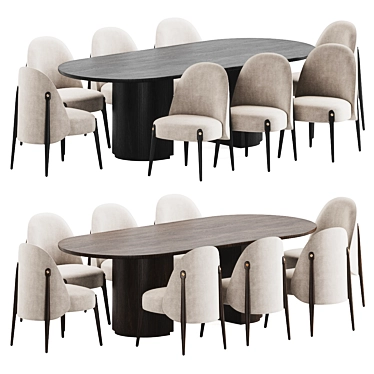 Luxury Velvet Dining Set 11 3D model image 1 