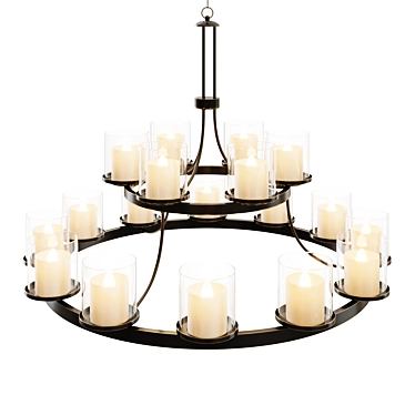 Elegant Metal and Glass Chandelier 3D model image 1 