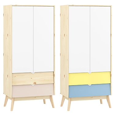 Leslie 2 Swing Wardrobe, Color Options 3D model image 1 