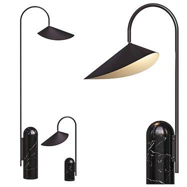 Modern Arum Floor Lamp Black 3D model image 1 