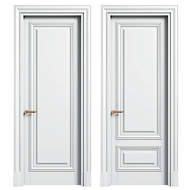 Antique Volhovec Doors with Ornate Trim 3D model image 1 