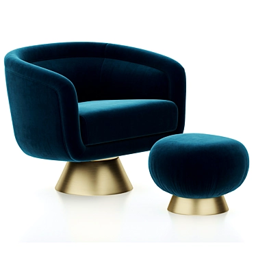 Luxury Velvet Swivel Chair Set 3D model image 1 