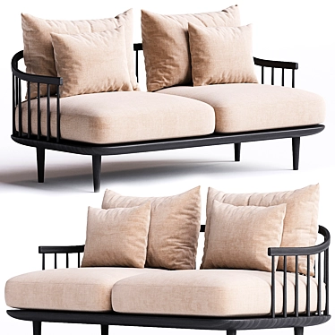 Stylish 2-Seater Fabric Sofa 3D model image 1 