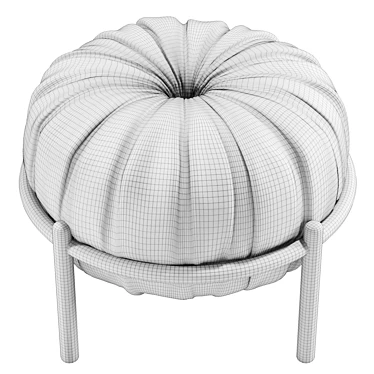 Luxury Leather Round Pouf 3D model image 1 