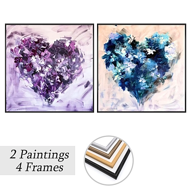 Artwork Set with Varied Frames 3D model image 1 