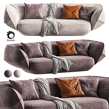 Sleek Modern Roche Bobois Sofa 3D model image 1 