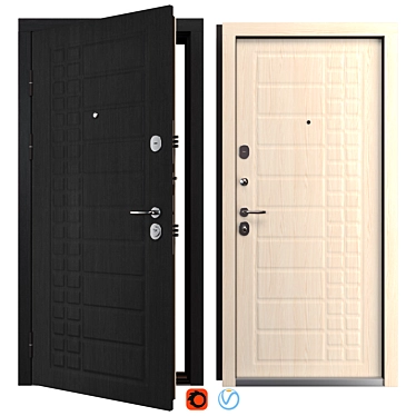 Siona Metal Entry Door Set 3D model image 1 