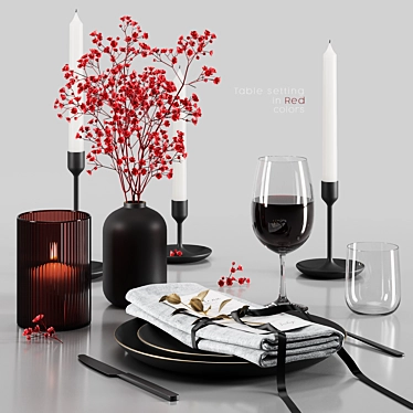 Black & Red Table Setting 3D model image 1 