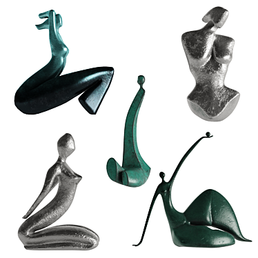 PBR Abstract Girl Statuettes Set 3D model image 1 