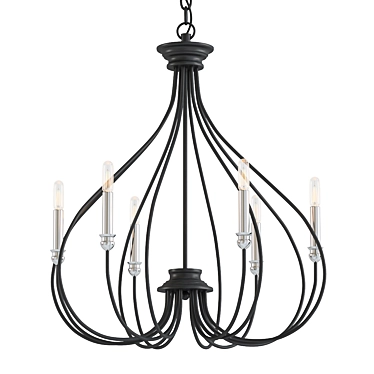 Modern Steel Grey Chandelier 3D model image 1 