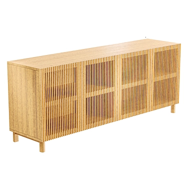 Solid Oak Sideboard Storage Unit 3D model image 1 