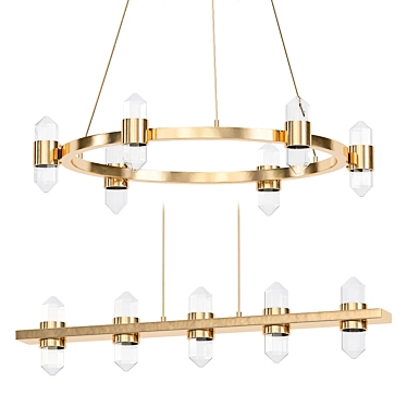 Elegant Gold Crystal Pendant Light 3D model image 1 