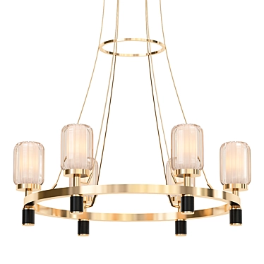 Elegant Gold Black Chandelier 3D model image 1 