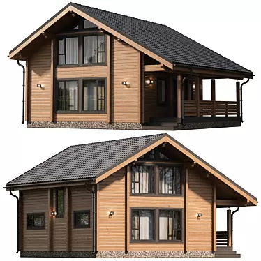 Modern Wooden House with Panoramic Views 3D model image 1 