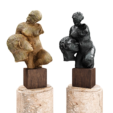 Rodin Wissant Sculpture on Pedestal 3D model image 1 