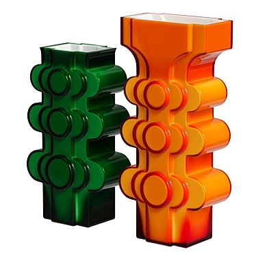 Retro Glass Vases Set 3D model image 1 