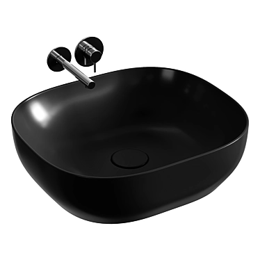  Sleek VitrA Matt Black Washbasin 3D model image 1 