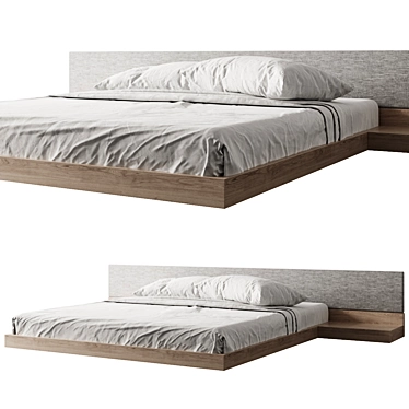 Modern Bed with High Quality dimensions 3D model image 1 