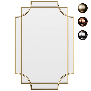 Elegant Hollywood Regency Inspired Mirror 3D model image 1 