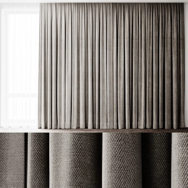 Light Gray Patterned Curtains 3D model image 1 