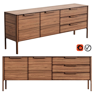 MODIS Interiors Oak Console 3D model image 1 