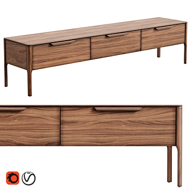 Modern Oak Media Console LOUNGE 3D model image 1 