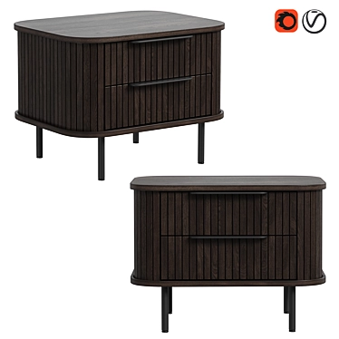 Modern Oak Bedside Table Glide 3D model image 1 