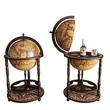 Global Bar Globe Stand Smooth 3D model image 1 