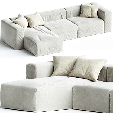 Cozy Contemporary Soft Sectional 3D model image 1 