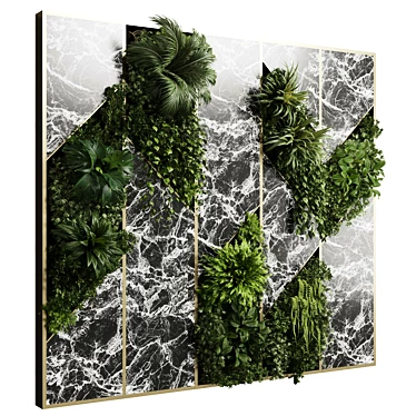 Marble & Metal Indoor Plant Wall 3D model image 1 