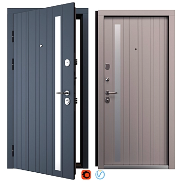 Premium Brush Metal Entry Door 3D model image 1 