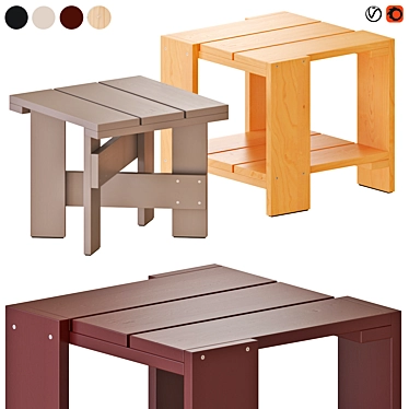 Modern Crate Style Side Tables 3D model image 1 