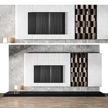 Modern TV Wall 3D Model 3D model image 1 