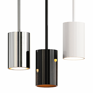 Sleek Cylinder Pendant Light Fixture 3D model image 1 