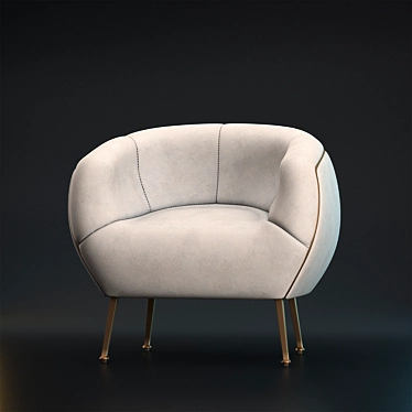 White Leather Armchair for Gaming 3D model image 1 