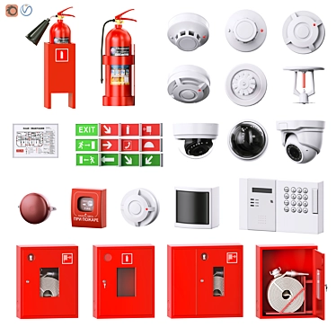 Security & Fire Alarm Set 3D model image 1 