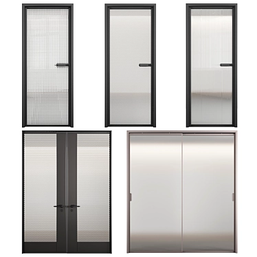 Relief Glass Doors Set 3D model image 1 