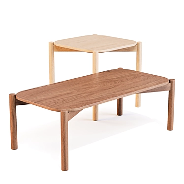 Karimoku: Castor Solid Oak Nesting Tables 3D model image 1 