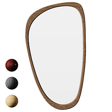 Mid-Century Wood Frame Wall Mirror 3D model image 1 